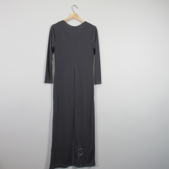 Donna Jessica Maxi Dress 1 S Art to Wear Patch Gray Long Sleeve Minimalist 366 - Picture 2 of 14